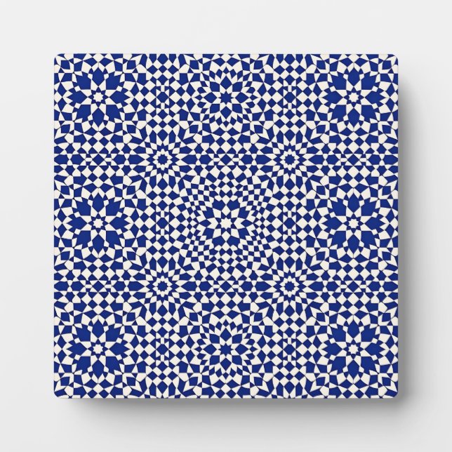 Navy Blue Mosaic Geometric Pattern Plaque (Front)
