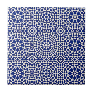 Navy Blue Mosaic Geometric Pattern Tile