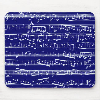Navy blue music notes mouse pad