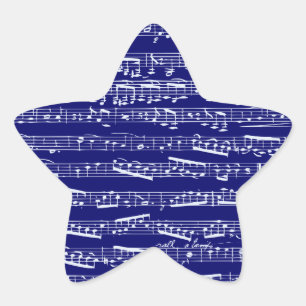 Navy blue music notes star sticker