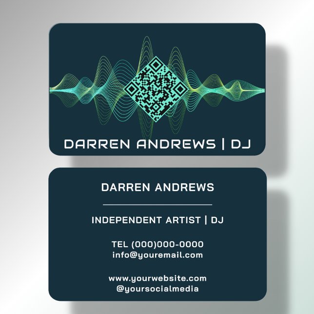 Navy Blue | Music QR Code Soundwave Business Card (Creator Uploaded)