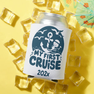 Navy Blue My First Cruise Custom Can Cooler