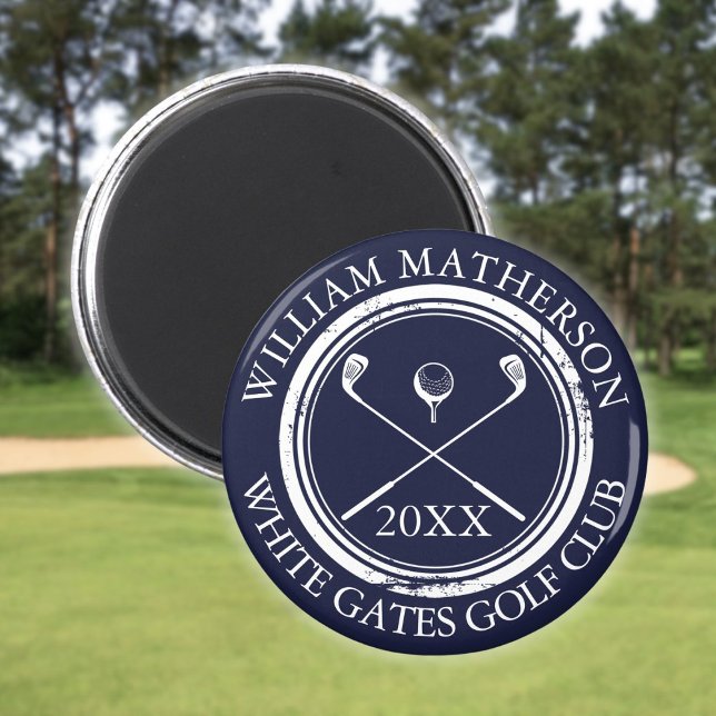 Navy Blue Name And Club Name Date Magnet (Navy Blue Name And Club Name Date Magnet)