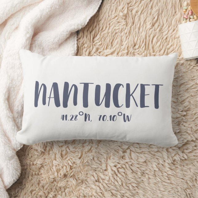 Navy Blue Nantucket Coordinates Beach House Lumbar Cushion (Blanket)
