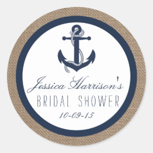 Navy Blue Nautical Anchor Bridal Shower Stickers