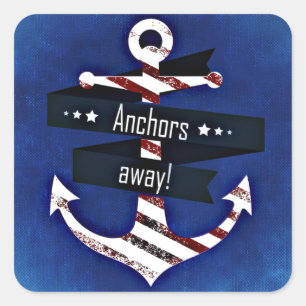 Navy Blue Nautical Anchor Square Sticker