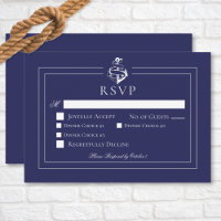 Navy Blue Nautical Anchor Wedding Dinner