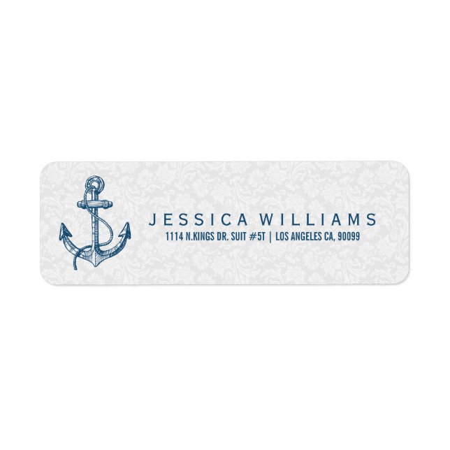 Navy Blue Nautical Boat Anchor & Stripes (Front)