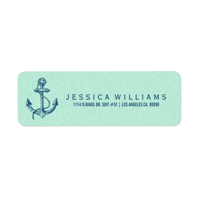 Navy Blue Nautical Boat Anchor & Stripes 2 (Front)