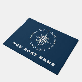 navy blue nautical compass boat ship doormat