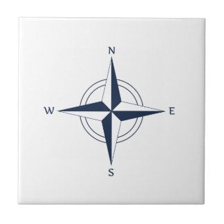 Navy Blue Nautical Compass Tile
