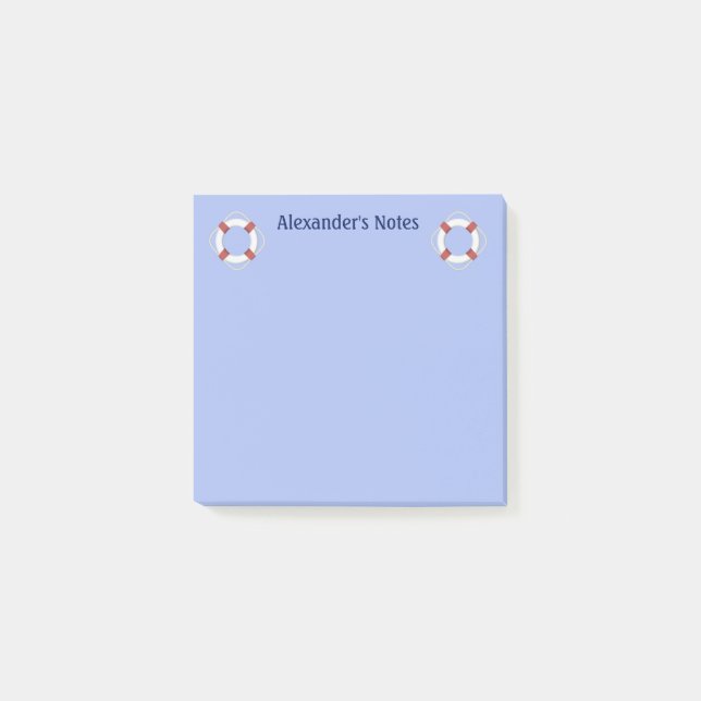 Navy Blue Nautical Lifesaver Monogram Post-it Notes (Front)