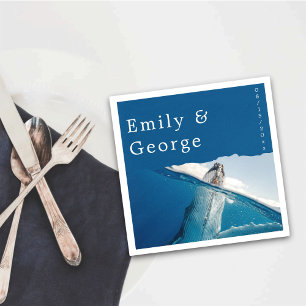 Navy Blue Nautical Ocean Whale Boho Beach Wedding Napkin