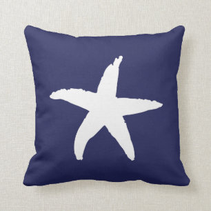 Navy Blue Nautical Sea Star Cushion