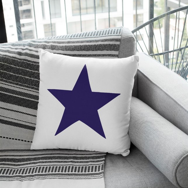 Navy blue nautical star on white background cushion (Creator Uploaded)