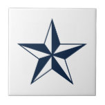 Navy blue nautical star small custom ceramic tile<br><div class="desc">Navy blue nautical star small custom ceramic tile. Personalised tiles with icon design. Stylish decor for new home. Custom kitchen and bathroom wall decorations. Create your own trendy backsplash. Available in small and big sizes. Customisable colours.</div>