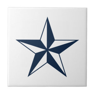Navy blue nautical star small custom ceramic tile