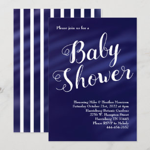 Navy Blue Nautical Watercolor Baby Shower Invitation
