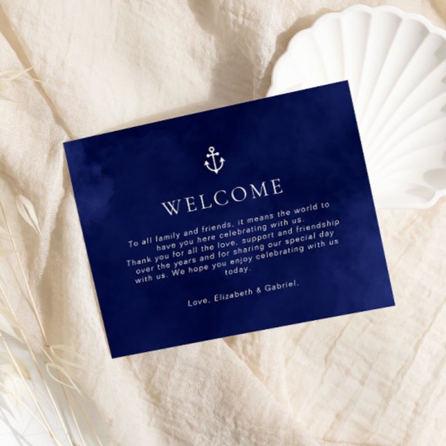 Navy Blue Nautical Wedding Timeline Enclosure Card (Creator Uploaded)