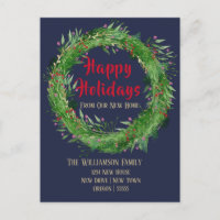 Navy Blue New Home Happy Holiday Postcard
