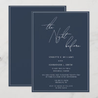 Navy Blue Night Before Rehearsal Dinner Invitation