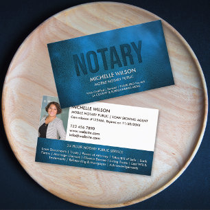  Navy Blue Notary Public Loan Signing Agent Photo Business Card