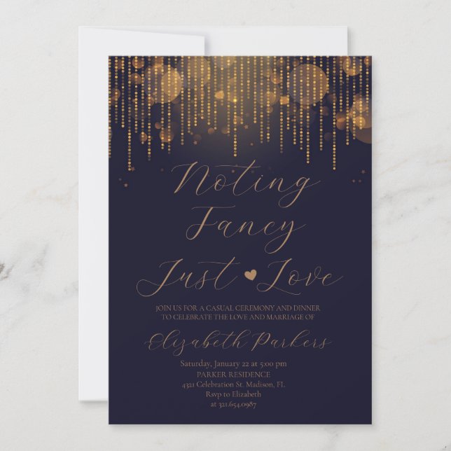 Navy Blue Nothing Fancy Just Love Elopement Invitation (Front)