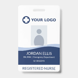 Navy Blue Nurse Hospital Logo Photo ID Badge