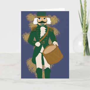 Navy Blue Nutcracker Folded Greeting Card