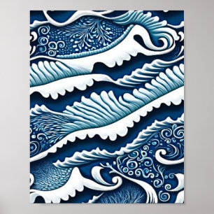 Navy blue ocean poster