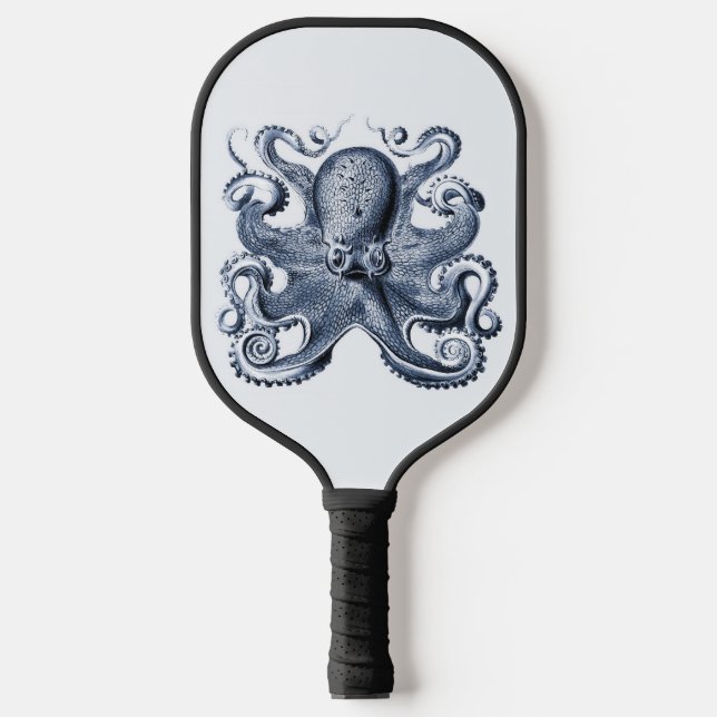 Navy Blue Octopus illustration by Ernst Haeckel Pickleball Paddle (Front)