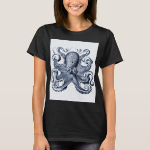 Navy Blue Octopus illustration by Ernst Haeckel T-Shirt