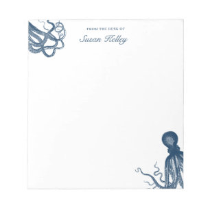 Navy Blue Octopus Personalised Notepad