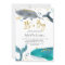 Navy Blue Oh Baby Whale Baby Shower Invitation