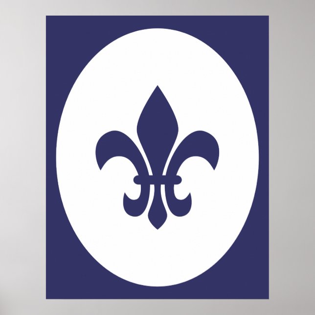 Navy Blue Old Fashioned Oval Border Silhouette Poster (Front)