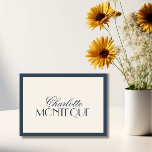 Navy Blue Old Money Black Tie Wedding Place Card