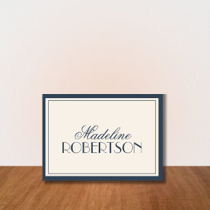 Navy Blue Old Money Black Tie Wedding Place Card