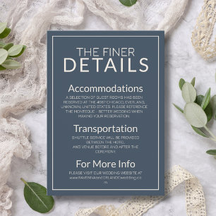 Navy Blue Old Money Modern Wedding Detail Enclosure Card