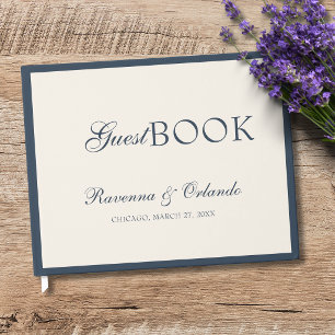 Navy Blue Old Money Timeless Glam Wedding Guest Book