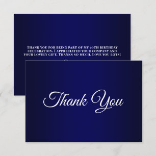 Navy Blue Ombre 50th Birthday Thank You Card