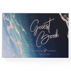 Navy Blue Ombre Agate & Rose Gold Wedding Monogram