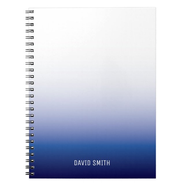 Navy Blue Ombre Professional Custom Name Notebook (Front)