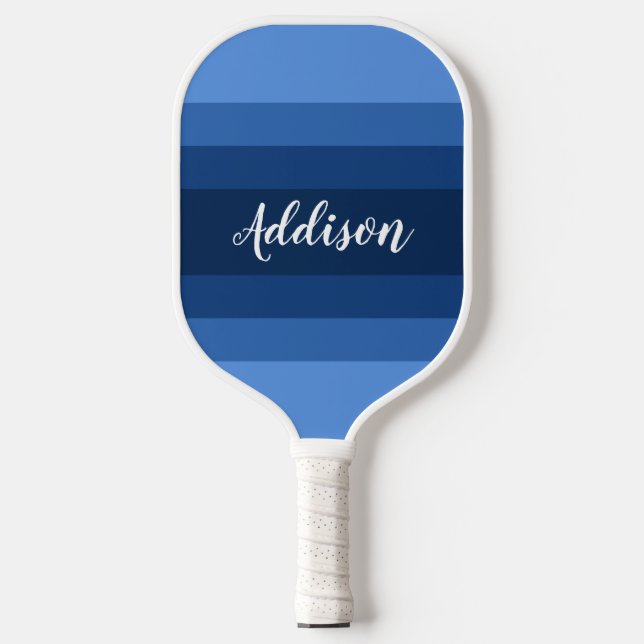 Navy Blue Ombre Stiped Custom Pickleball Paddle (Front)