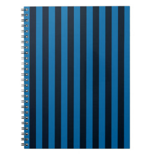 Navy Blue on Blue Vertical Stripes Decor Spiral Notebook