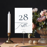 Navy Blue on White Calligraphy Modern Wedding Table Number<br><div class="desc">Navy Blue on White Calligraphy Modern Wedding Table Number - modern and impressive - part of a collection</div>
