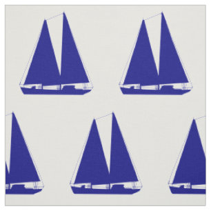 Navy Blue On White Coastal Decor Sailboat Fabric
