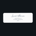 Navy Blue On White Return Address Label<br><div class="desc">This navy blue on white return address label is perfect for your modern minimalist navy blue and white wedding. The design features minimal contemporary font accompanied by formal calligraphy. Keep it as is,  or choose to personalise it with your own artwork or photos!</div>