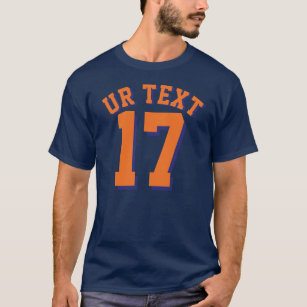 Navy Blue & Orange Adults   Sports Jersey Design T-Shirt