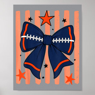 Navy Blue Orange Game Day Team Spirit Football Poster
