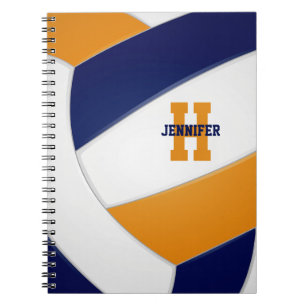 navy blue orange girls boys volleyball notebook